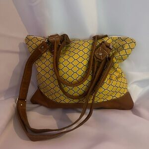 Betterlife BAGS Retro Yellow and Brown Geometric Tote